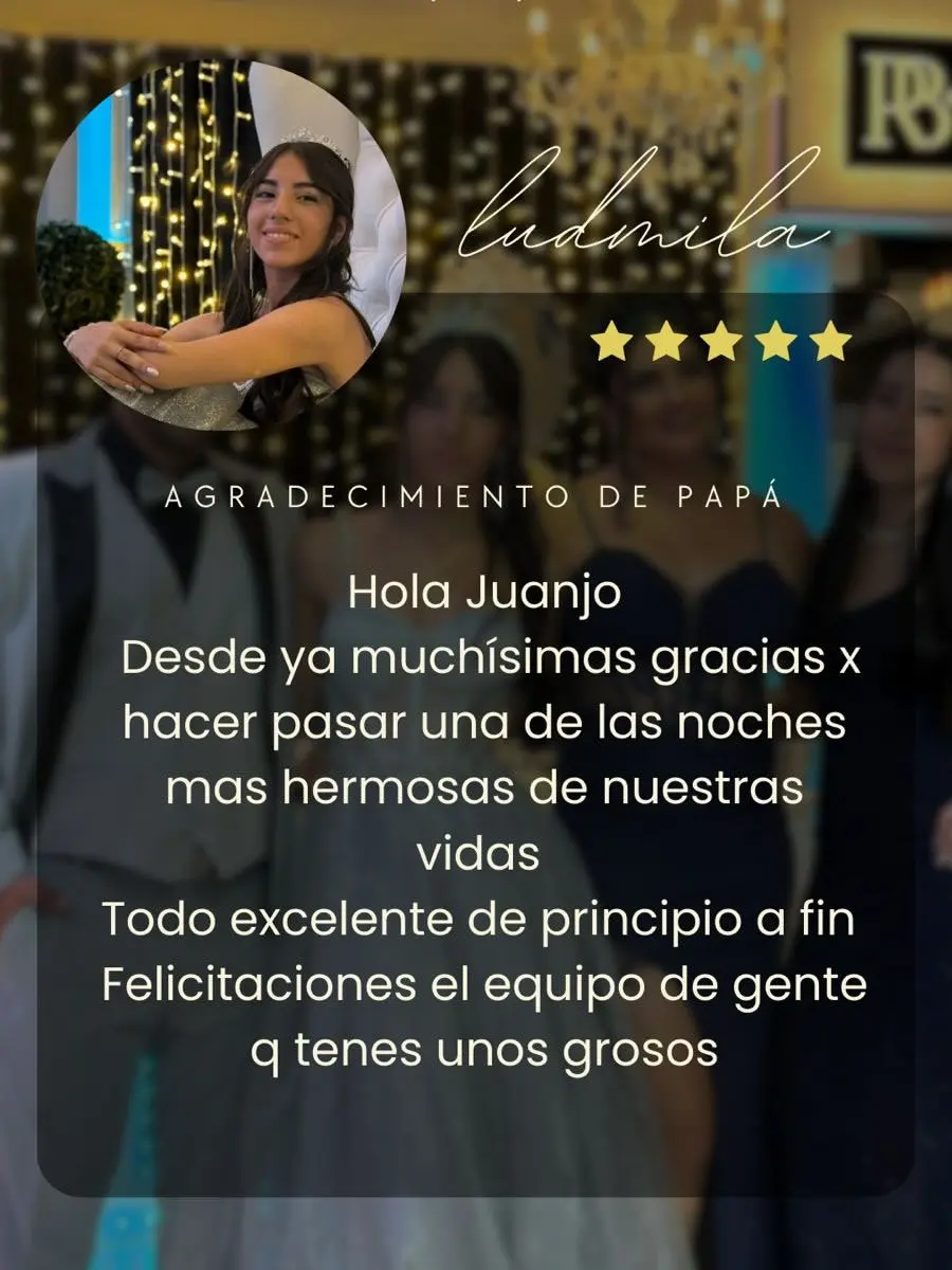 Agradecimiento de una familia por su fiesta de 15 años