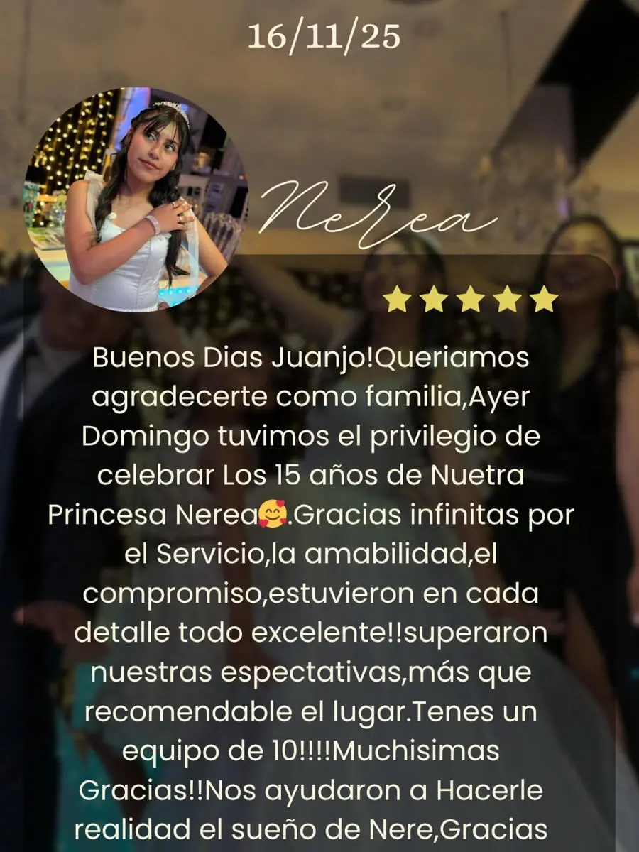 Mensaje de una familia agradecida por la noche de 15